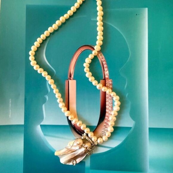 vintage 18kgp genuine freshwater pearl with mother of pearl pendant - Picture 1 of 4